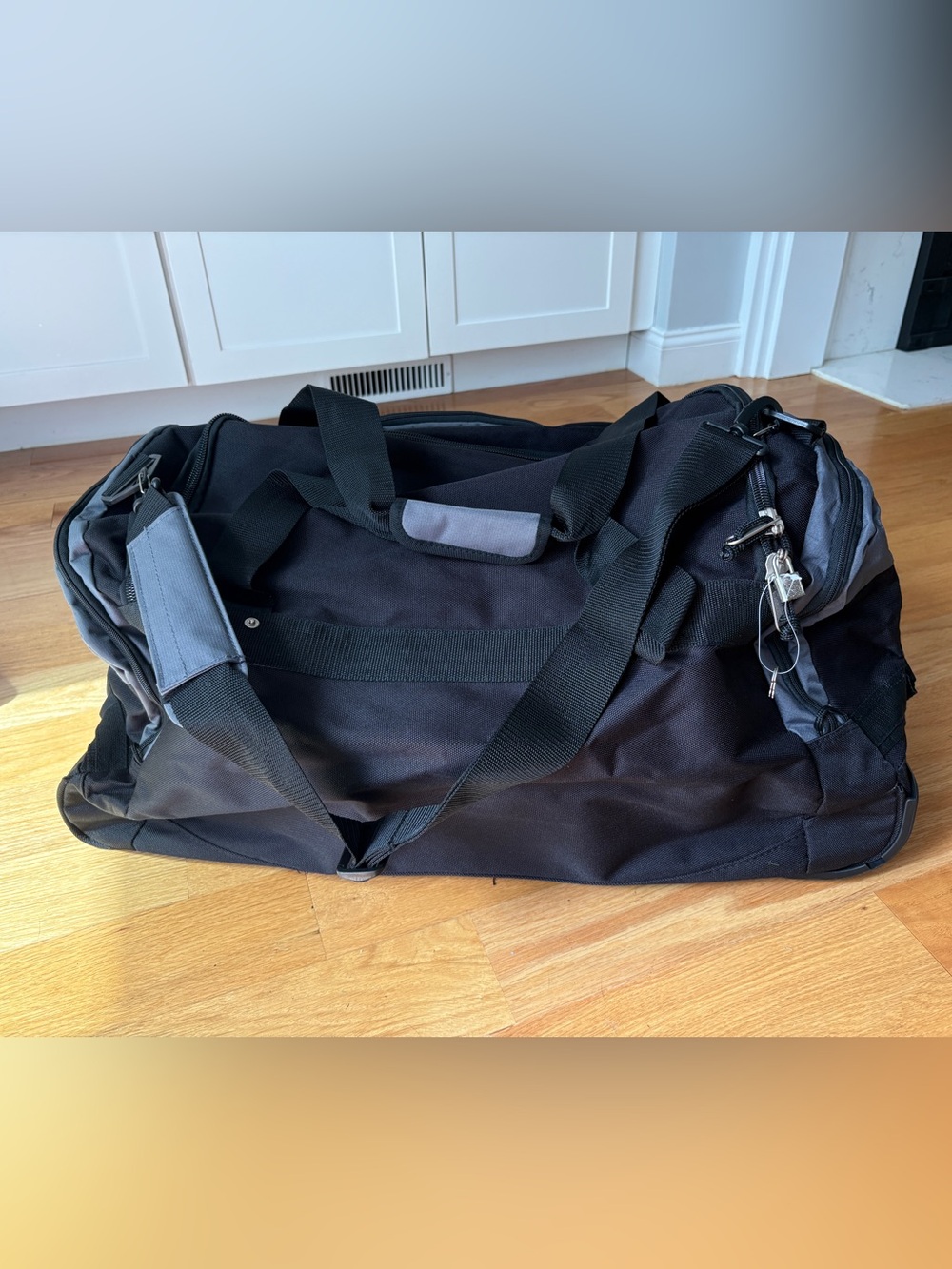 Everyday Black Duffel Bag with Gray Accents - Men's Travel Carry